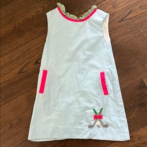 The Bella Bean Light Blue Sleeveless Dress with Pink Golf Accents